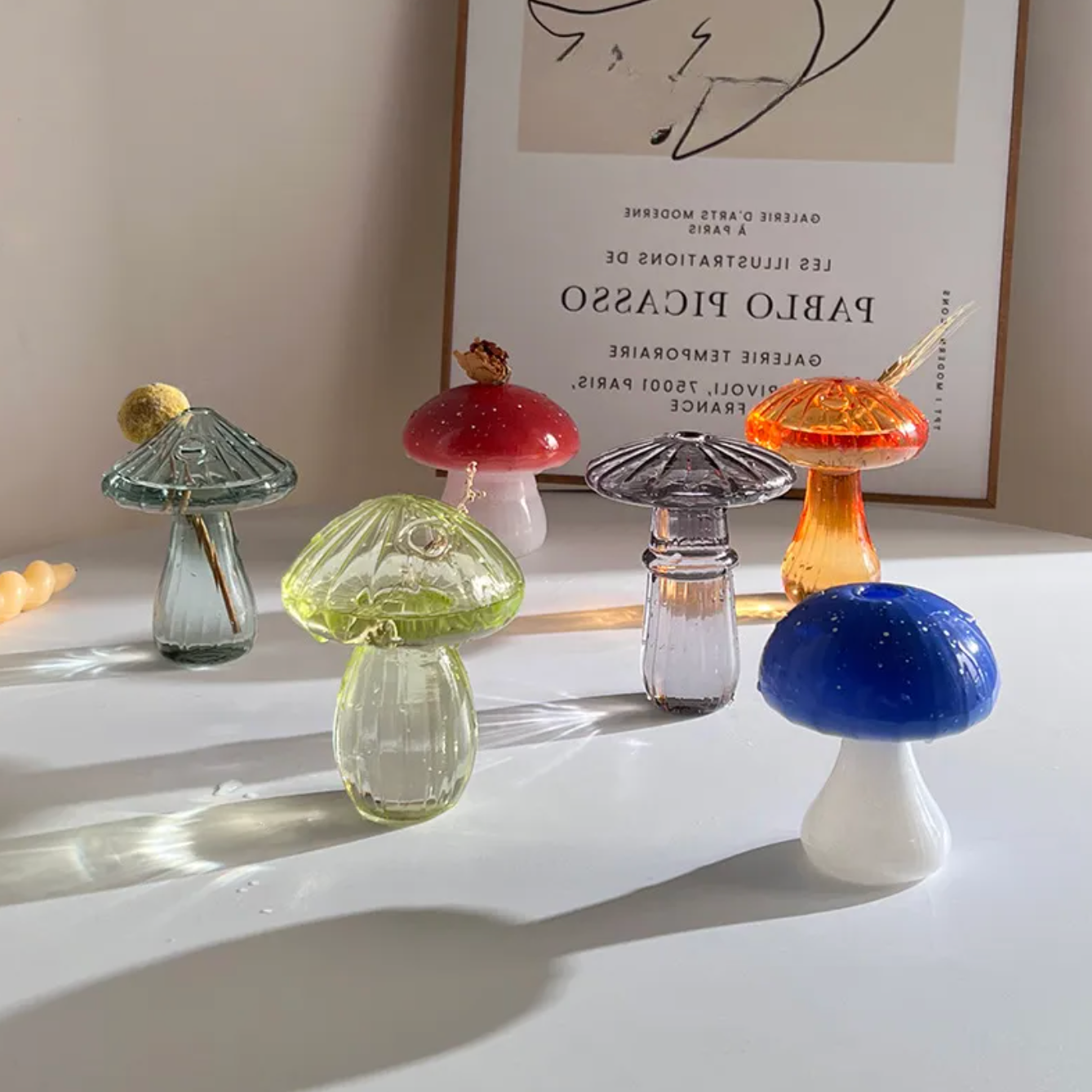 Mini Glass Mushroom Bud Vase: Green