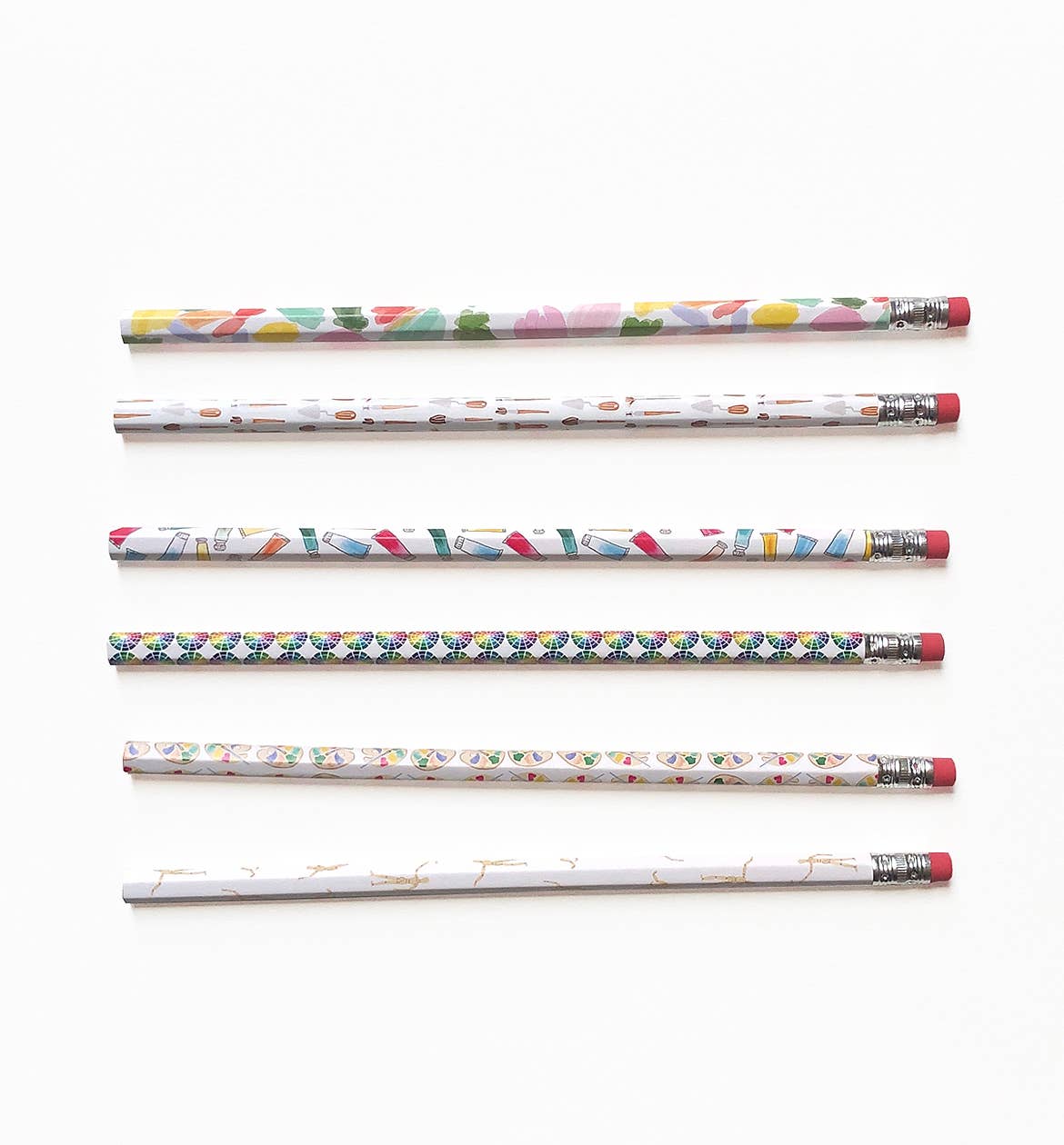 Art Supply Themed Pencils Set of 6