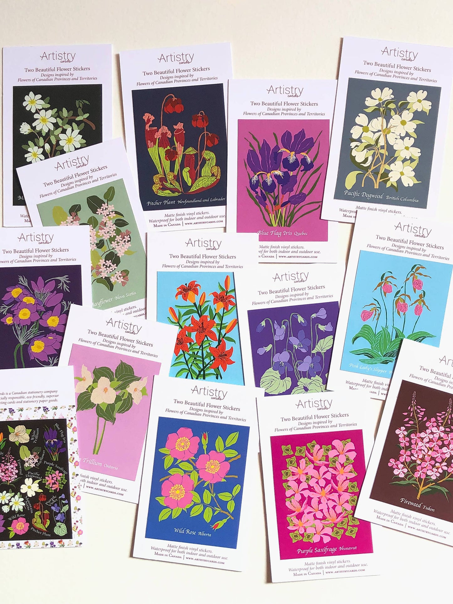 Western Red Lily & Flowers of Canada Vinyl Stickers (2-Pack)
