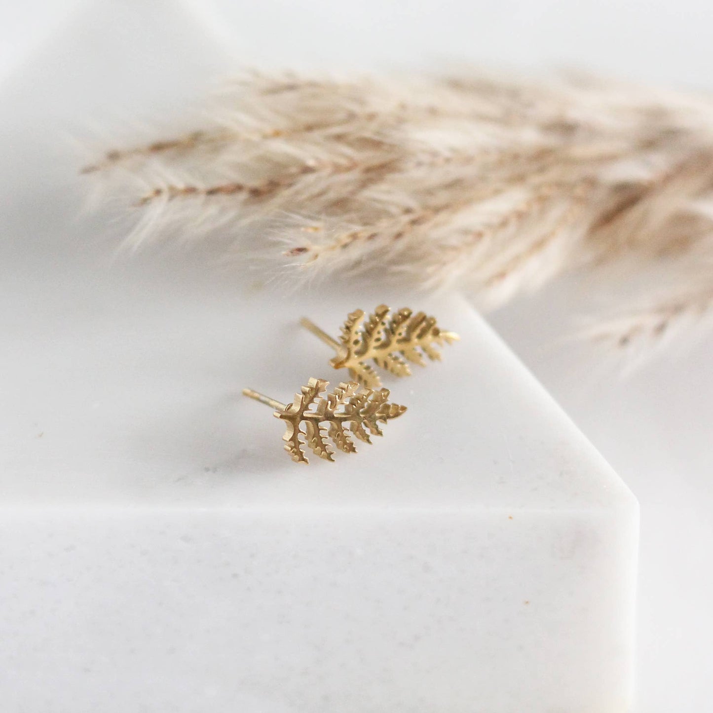 Mini Fern Earrings (Gold)