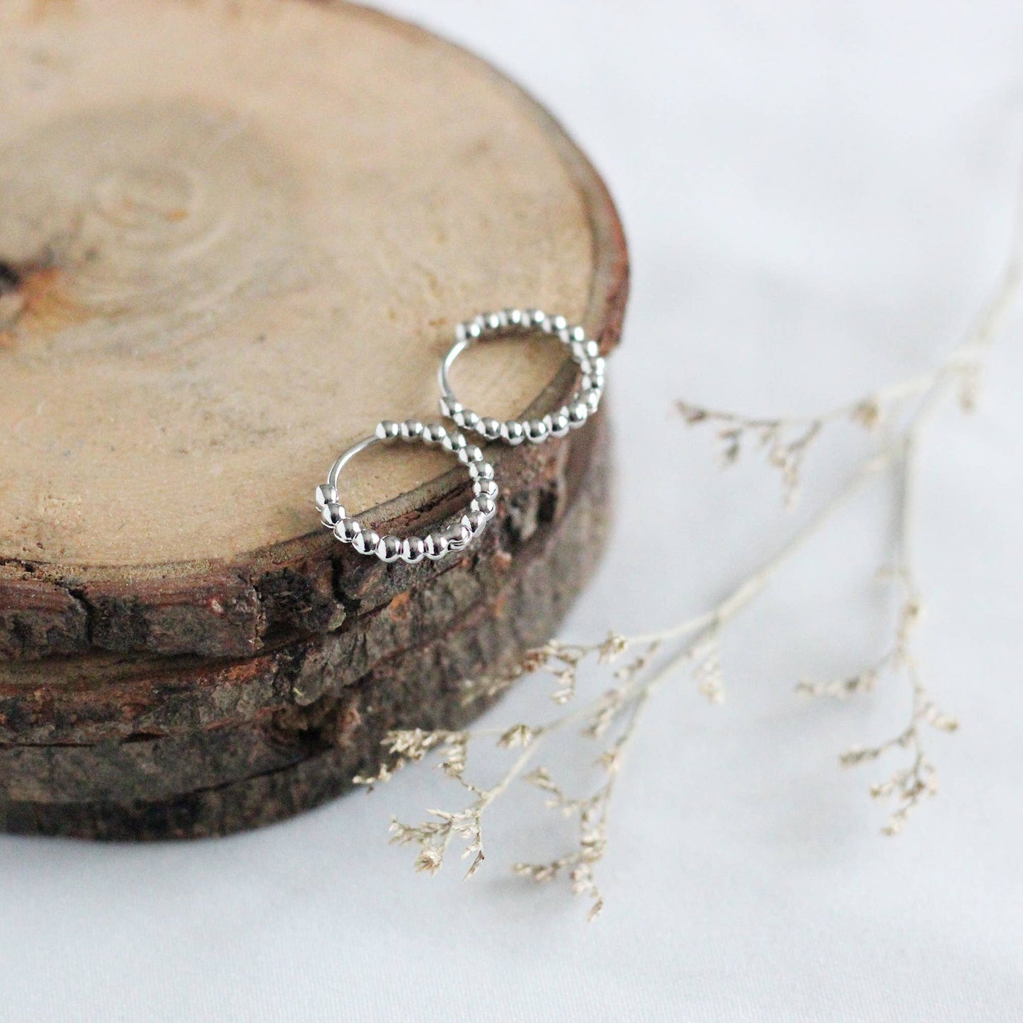Beaded Huggie Hoops: Gold