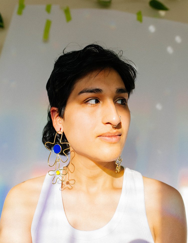 Surrealist Double Floral Hoops