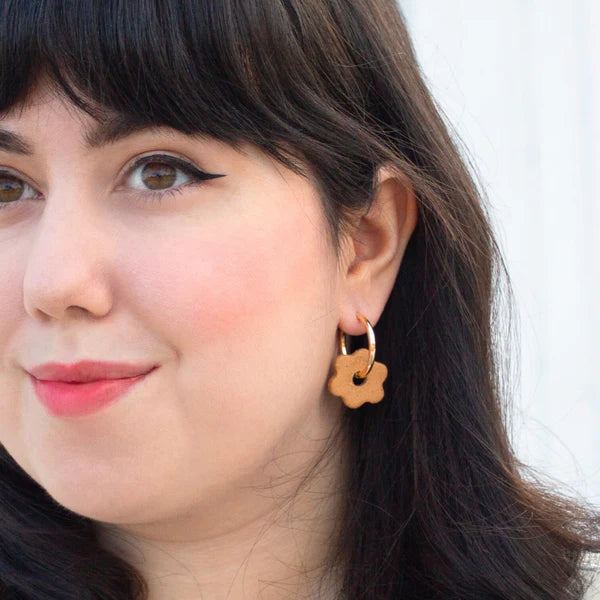 Ceramic Daisy Hoops