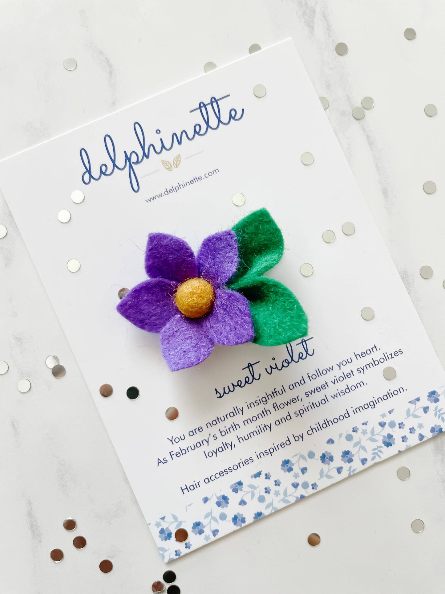 Purple Sweet Violet Hair Clip - February Birth Month Flower