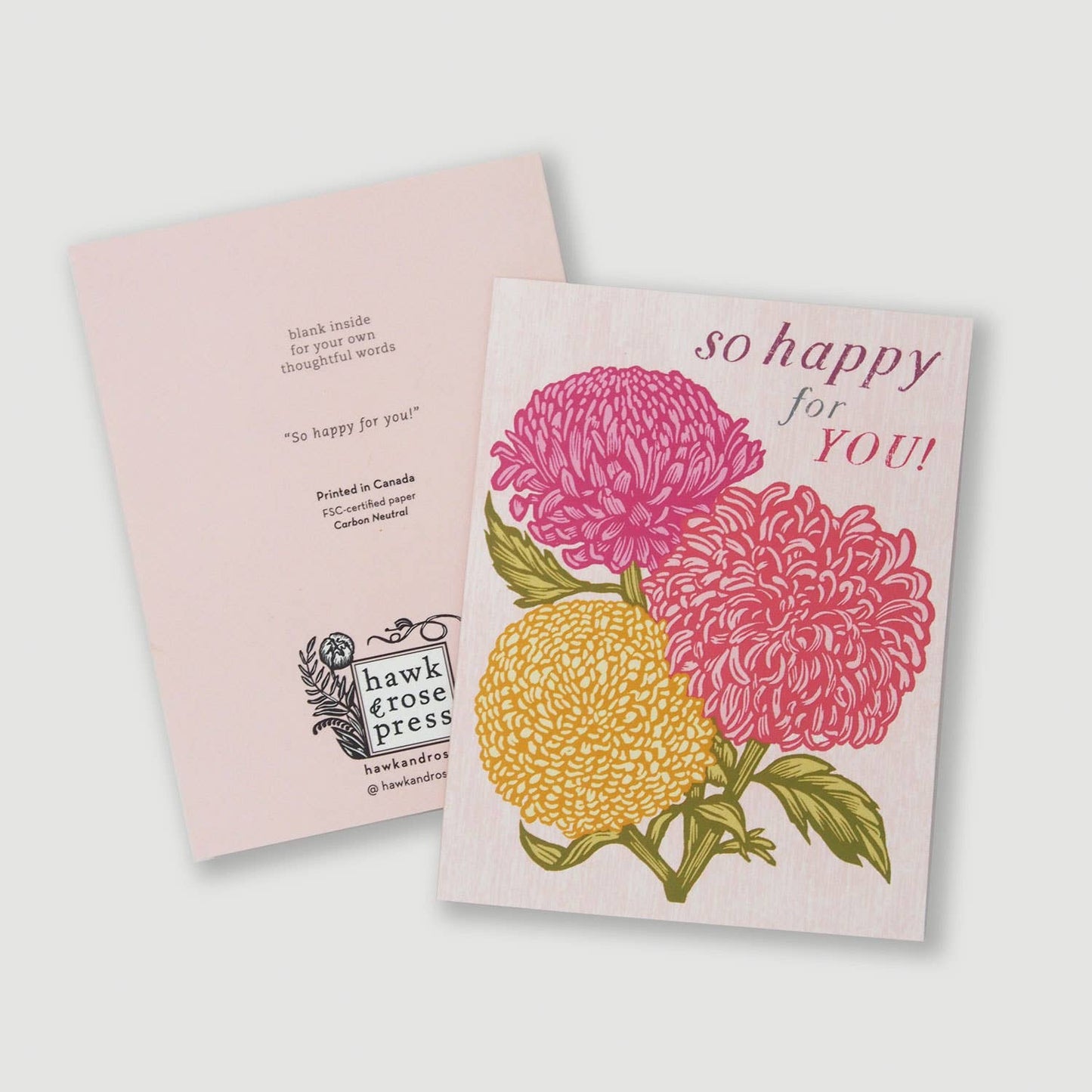 ‘So Happy For You' Linocut Card by Hawk and Rose