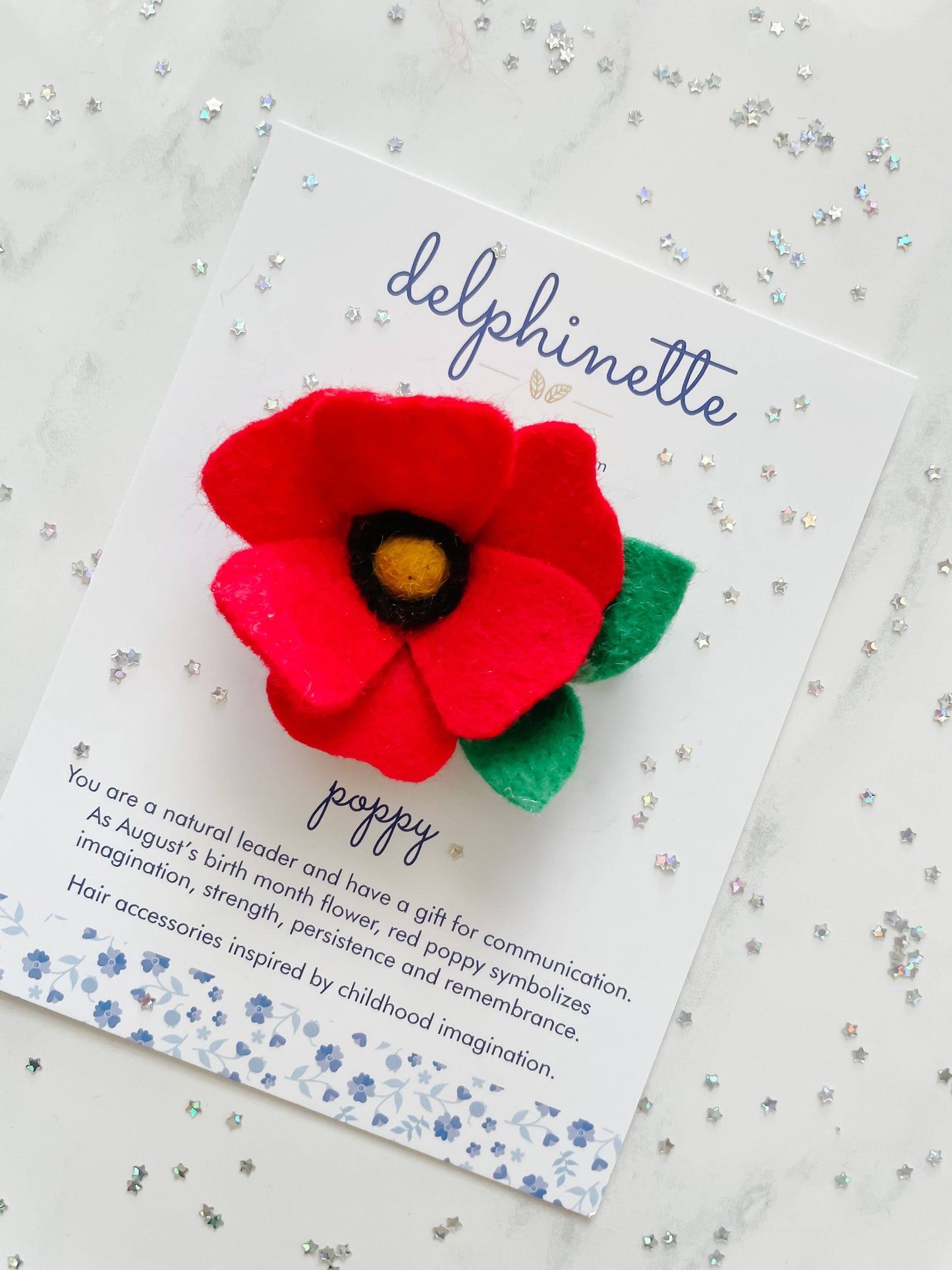 Red Poppy Hair Clip - August Birth Month Flower Gift