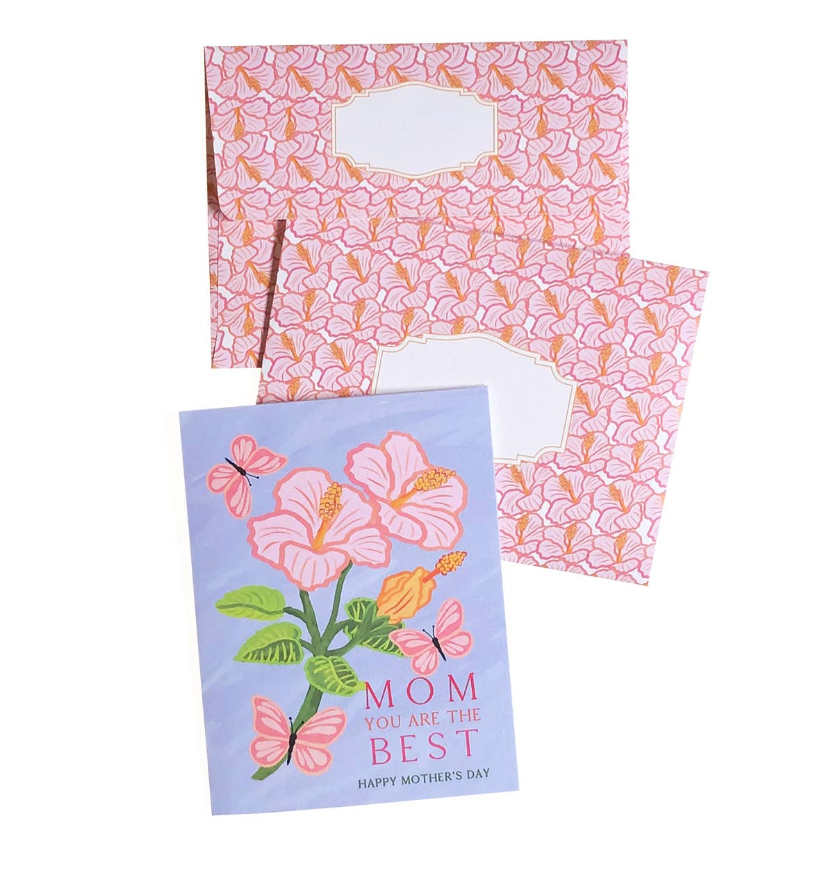 Mom, You're the Best- Hibiscus & Butterfly Mother’s Day Card: Eco-Friendly Band Wrap