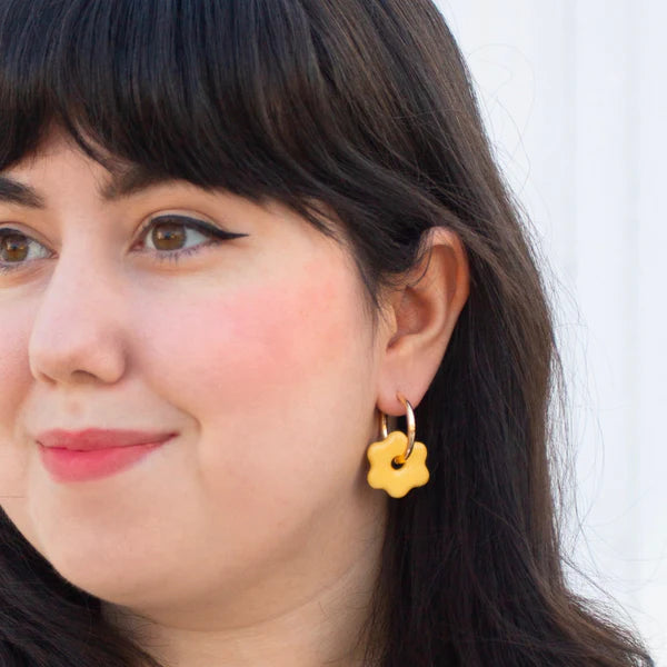 Ceramic Daisy Hoops