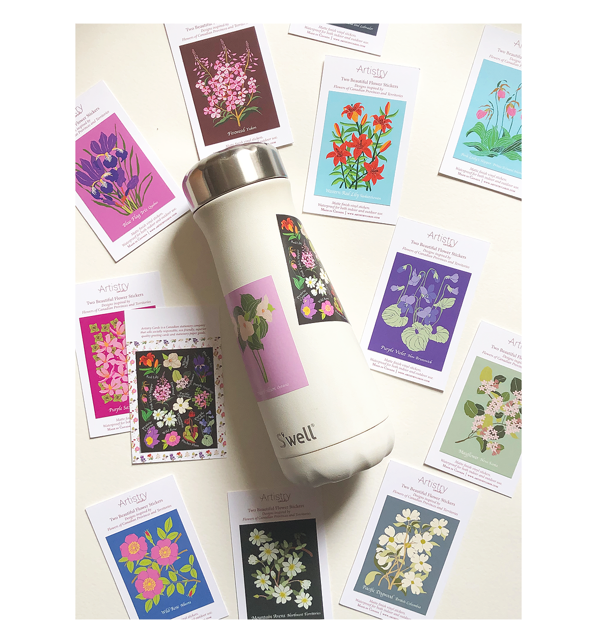 Western Red Lily & Flowers of Canada Vinyl Stickers (2-Pack)