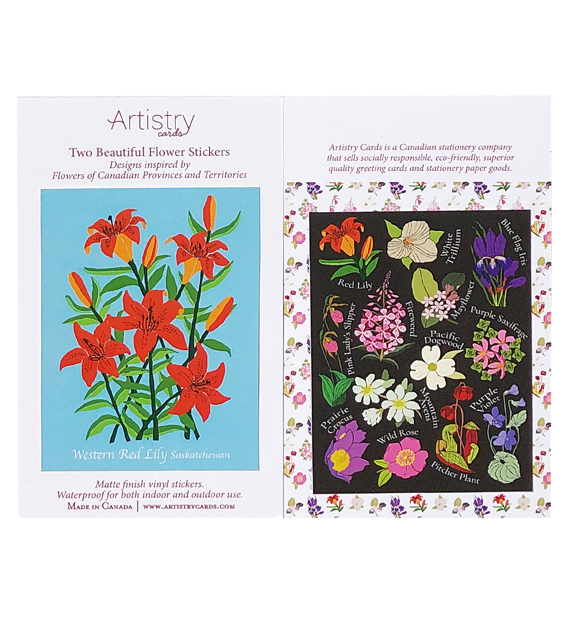 Western Red Lily & Flowers of Canada Vinyl Stickers (2-Pack)