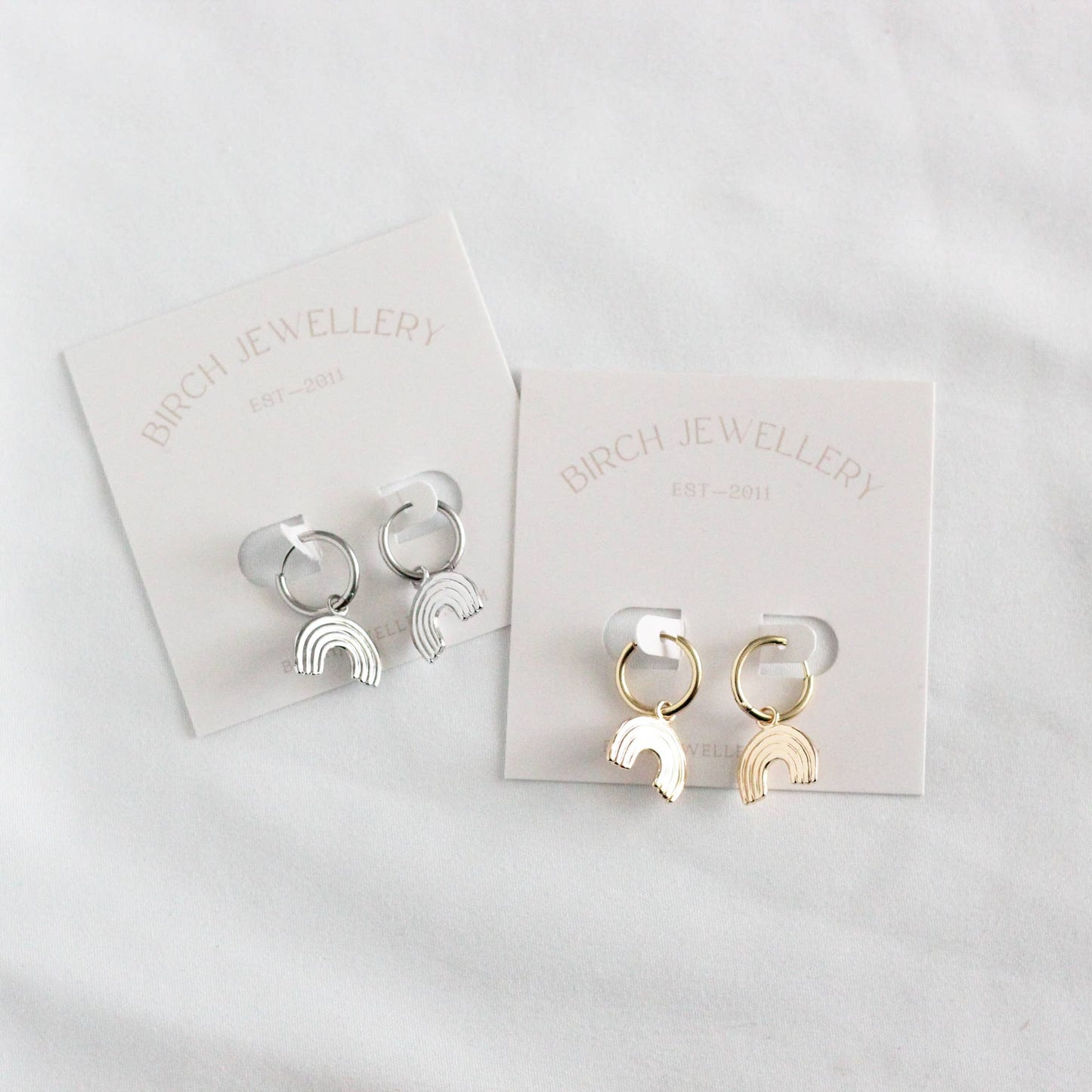 Rainbow Hoop Earrings: Silver