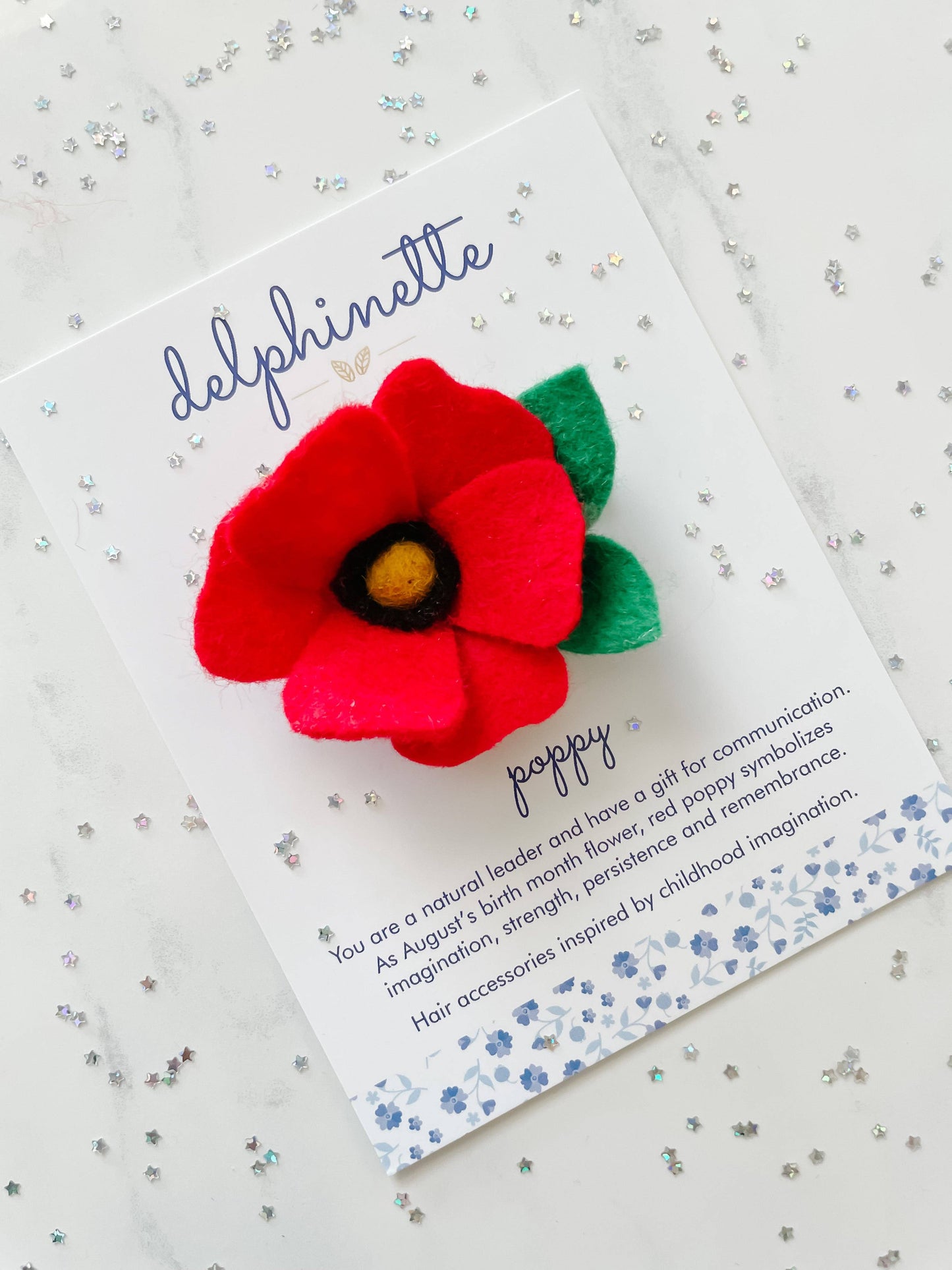 Red Poppy Hair Clip - August Birth Month Flower Gift
