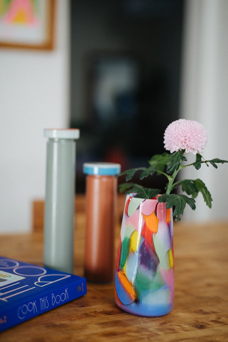 Rainbow Crackle Vase