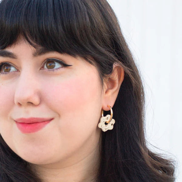 Ceramic Daisy Hoops