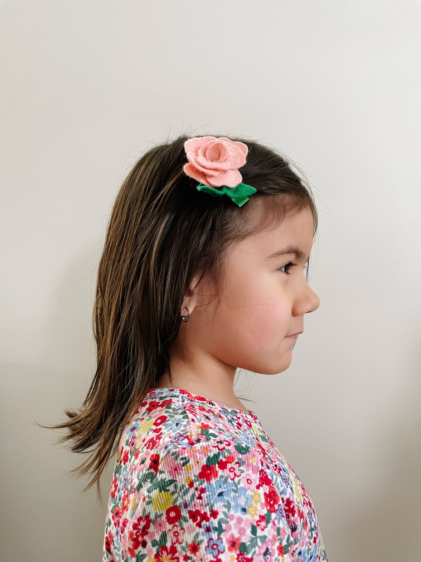 Pink Rose Hair Clip - June Birth Month Flower Gift