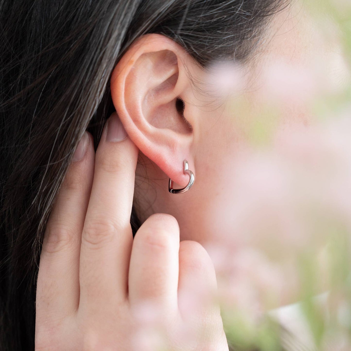 Heart Huggie Hoops: Silver