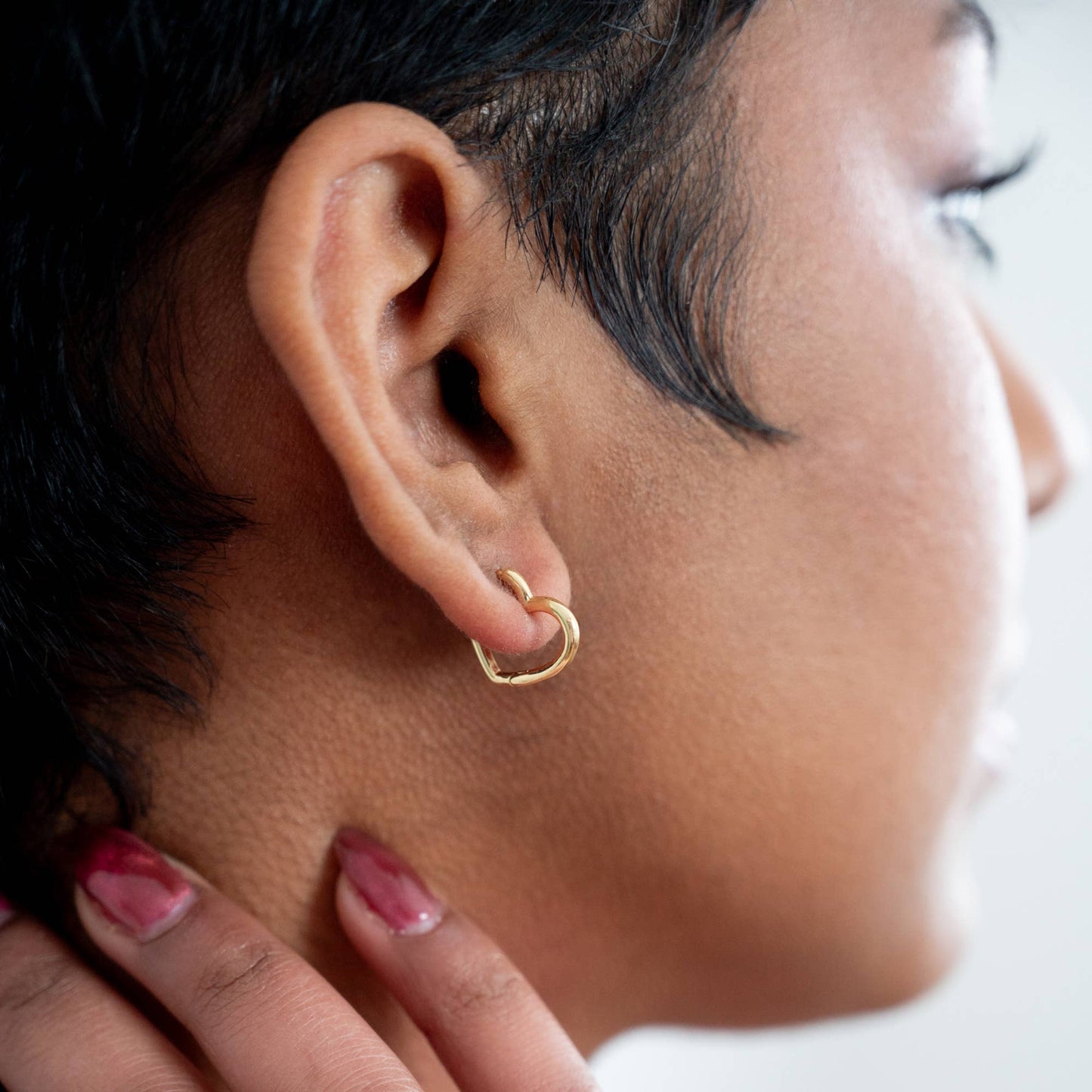 Heart Huggie Hoops: Silver