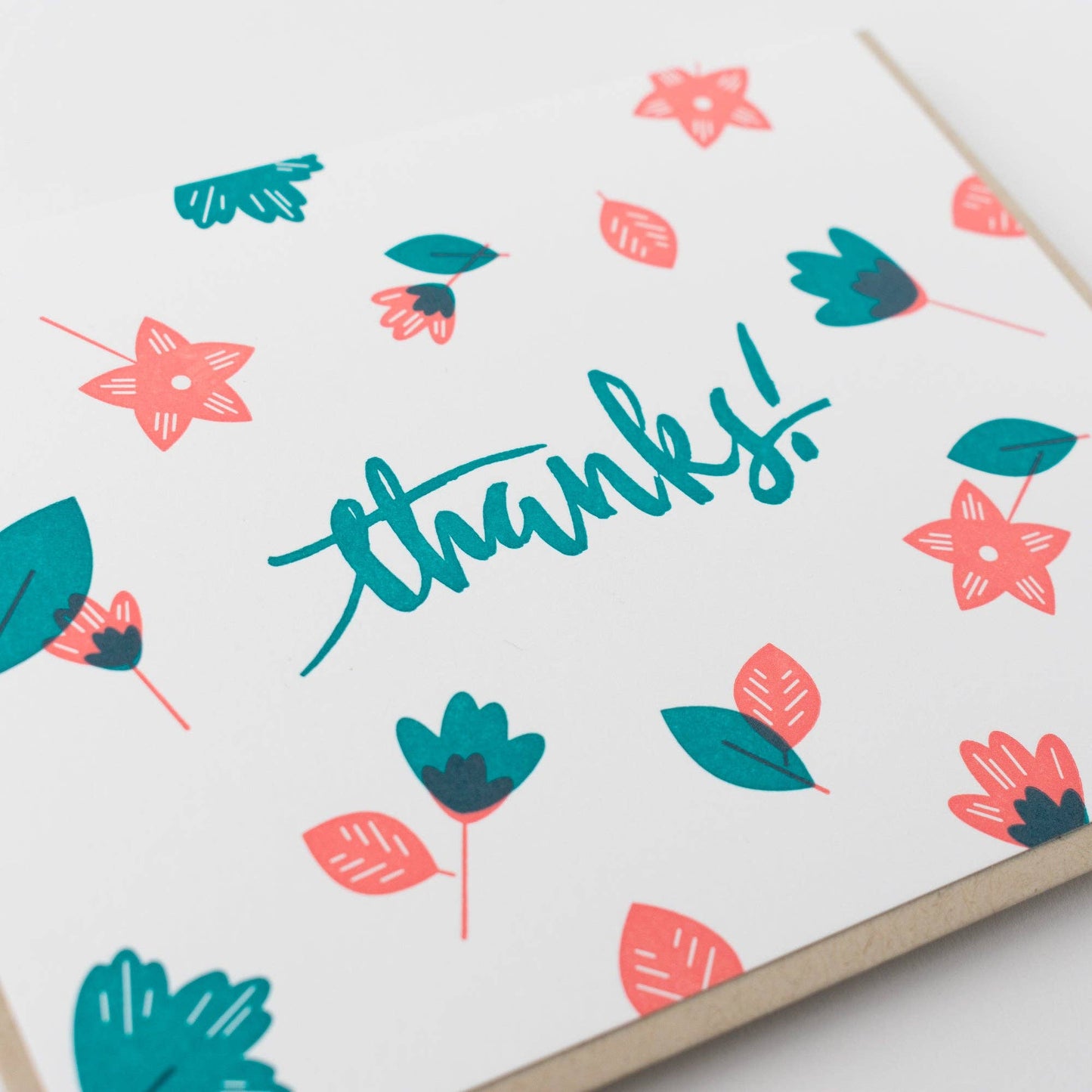 Card: Thanks Calligraphy Floral: Single Card