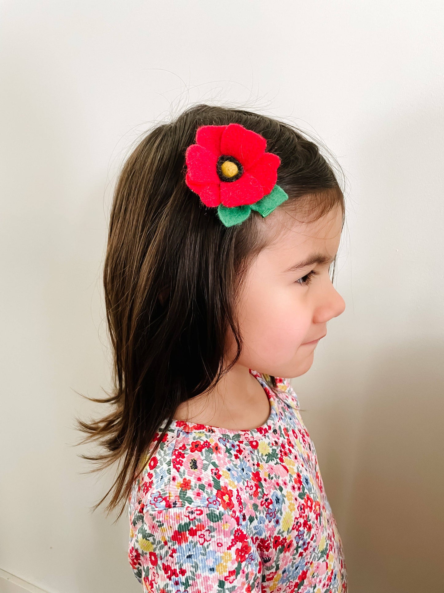 Red Poppy Hair Clip - August Birth Month Flower Gift