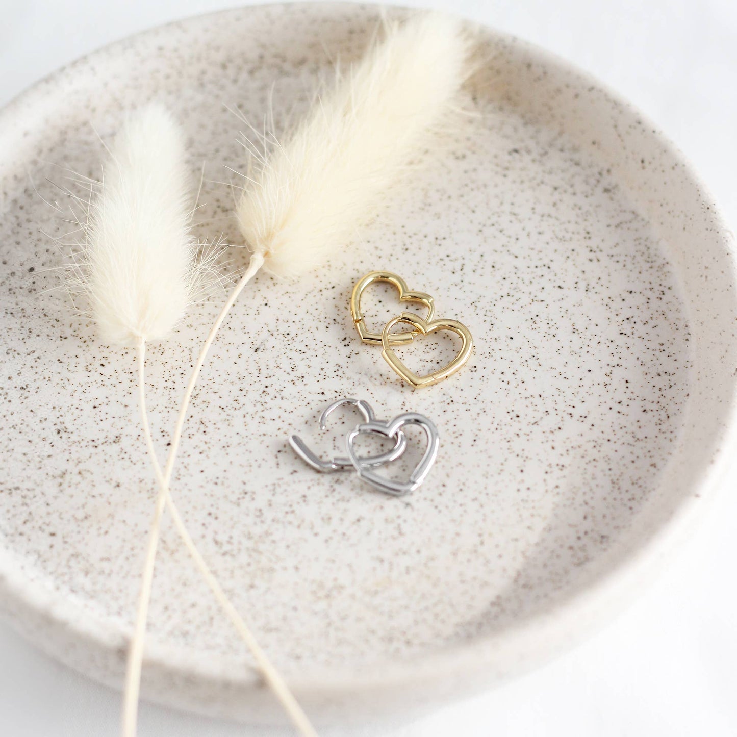 Heart Huggie Hoops: Silver