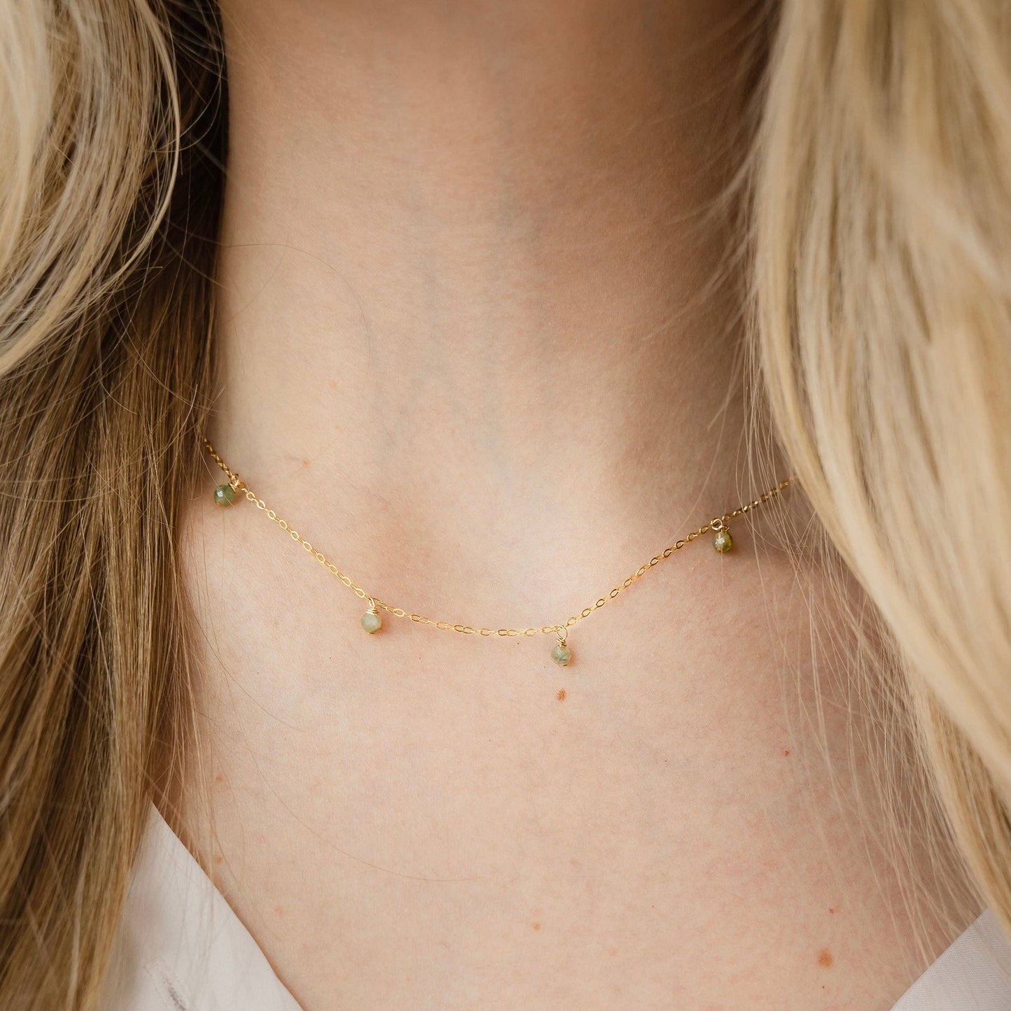 Primrose Necklace: Green / Gold Filled