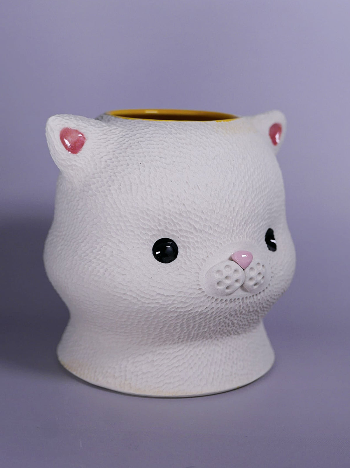 Big Cat Head Vase - Yellow Interior