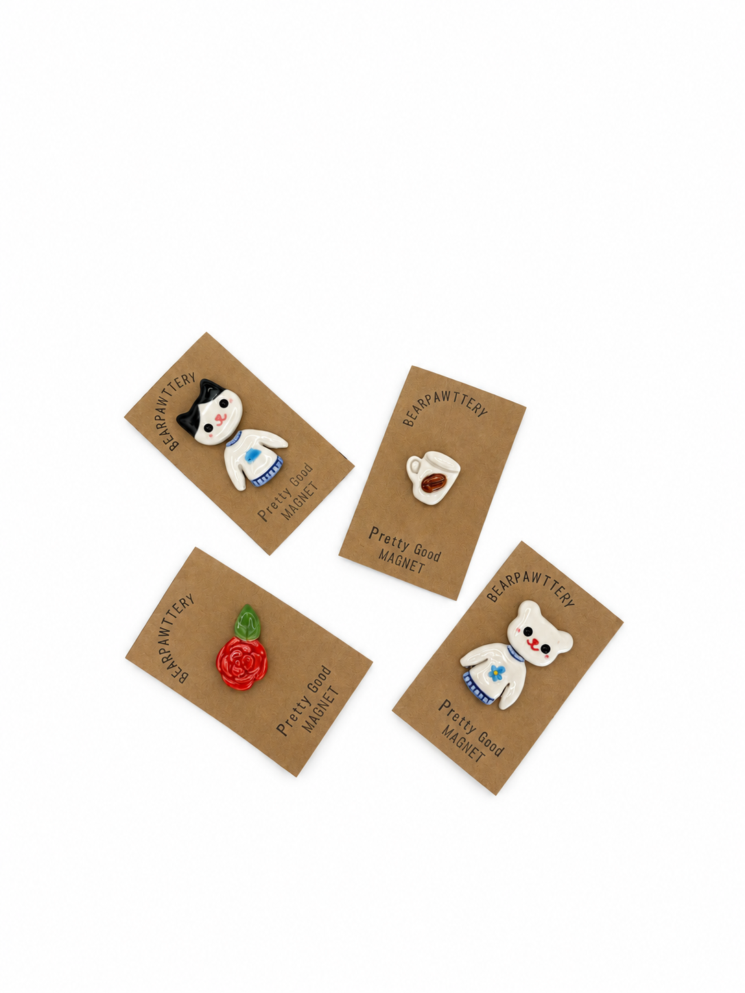 Bear Pawttery Bear & Sweater Magnet Set
