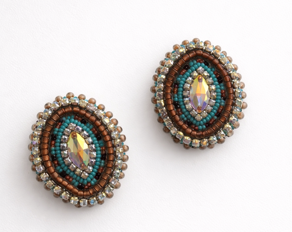 Helen Oro Designs Crystal Oval Earrings
