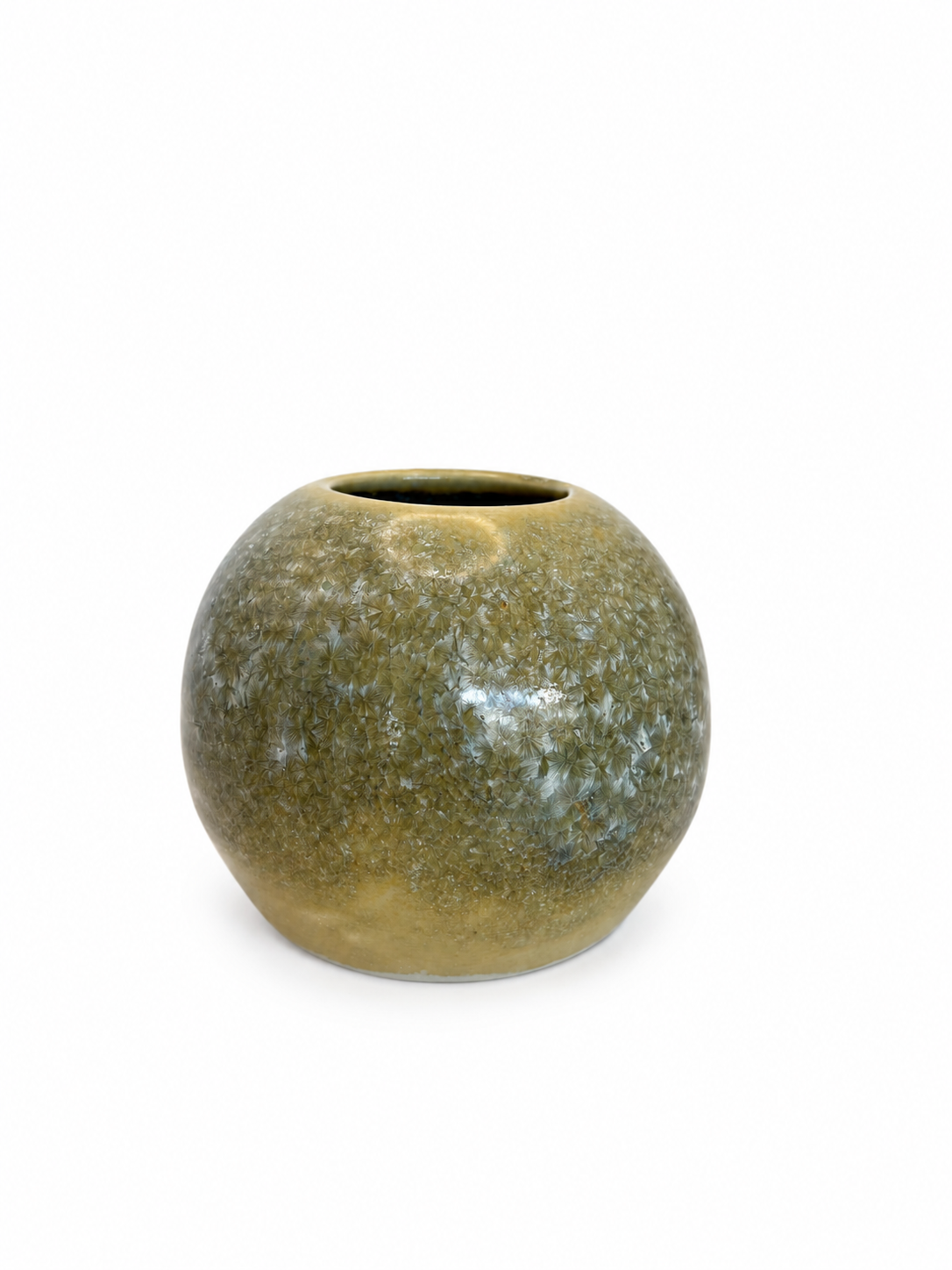 Vase Medium Half Bowl Small Greenish Crystals