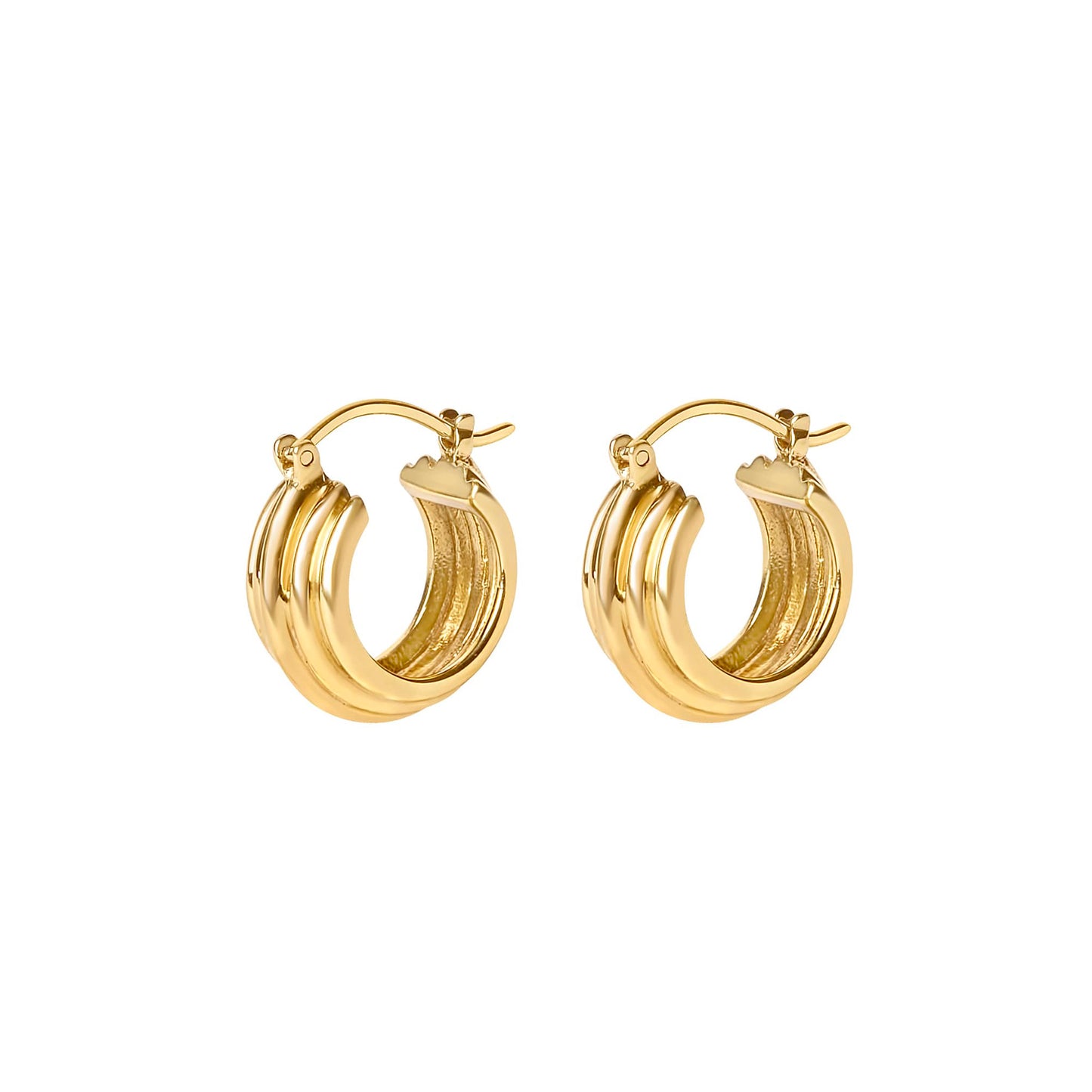 Brienne Wide Ribbed Hoop Earrings