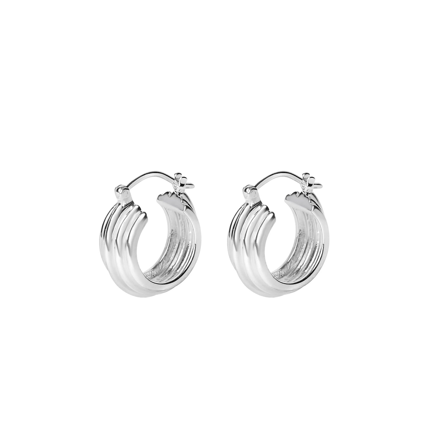 Brienne Wide Ribbed Hoop Earrings