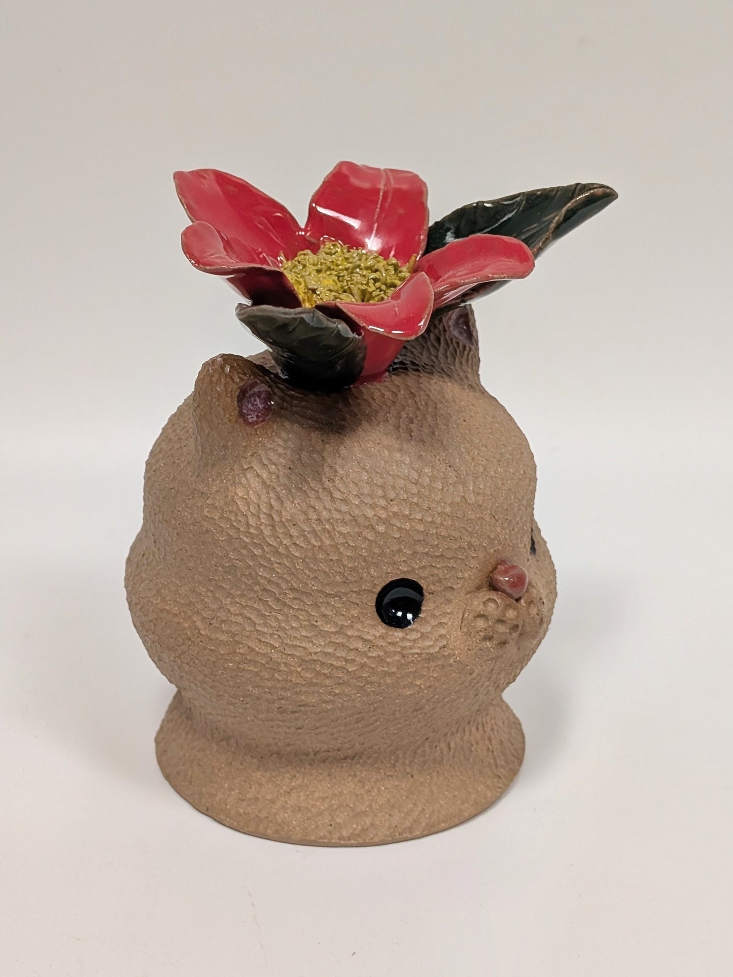 Flowery Brown Cat Sculpture