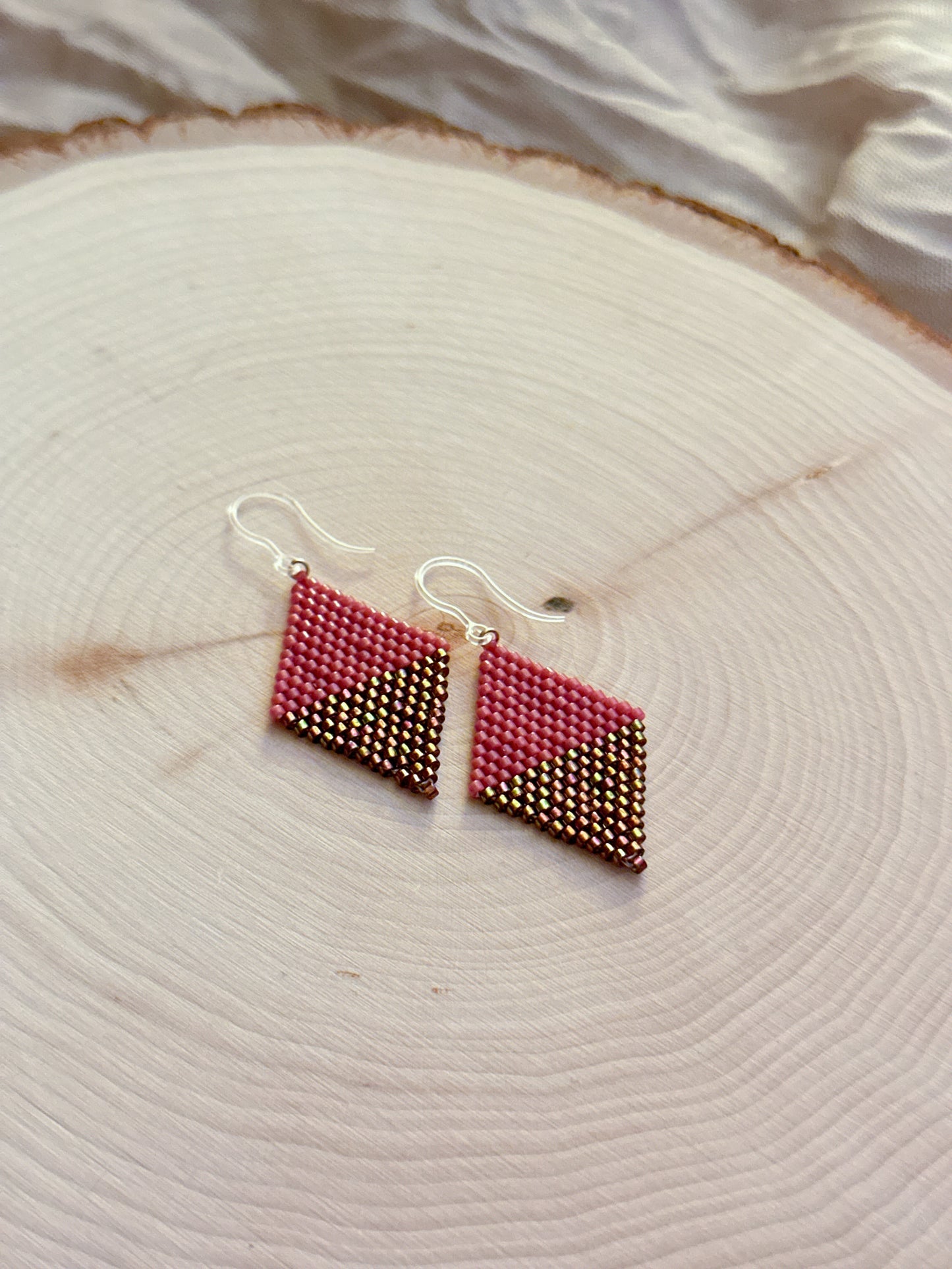 Ptarmigans Pink & Bronze Earrings