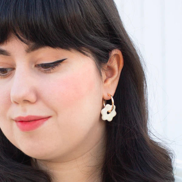 Ceramic Daisy Hoops
