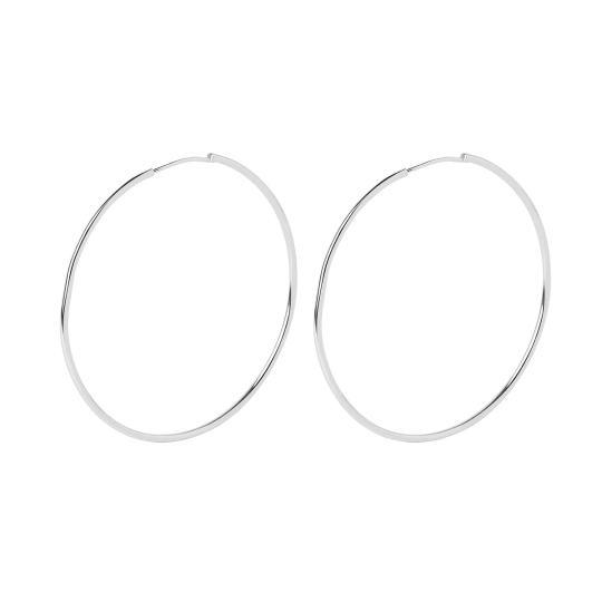 Keke Hoops Medium 1" Silver Earrings