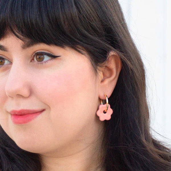 Ceramic Daisy Hoops
