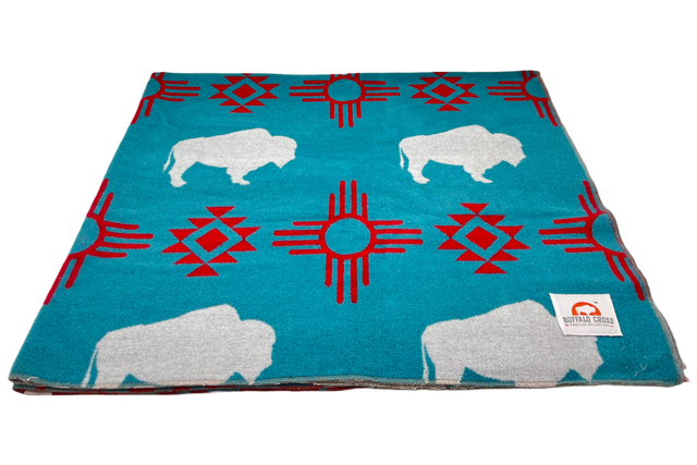 Buffalo Turquoise & Red Throw