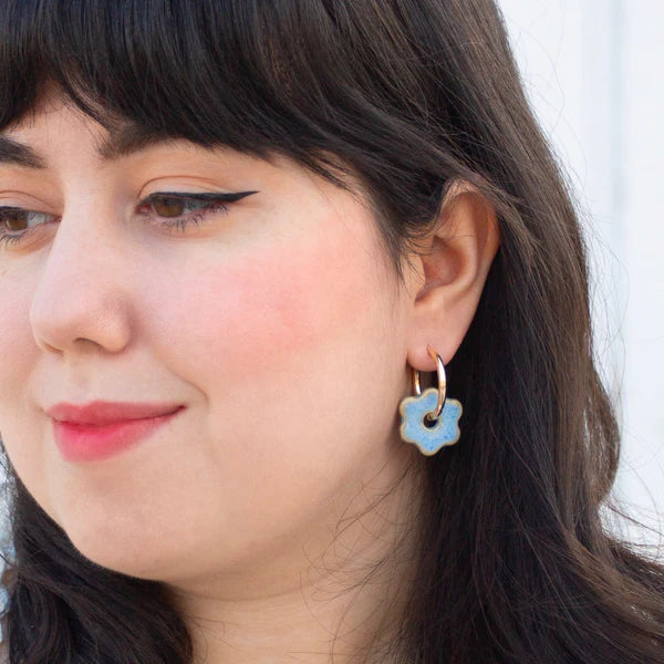 Ceramic Daisy Hoops
