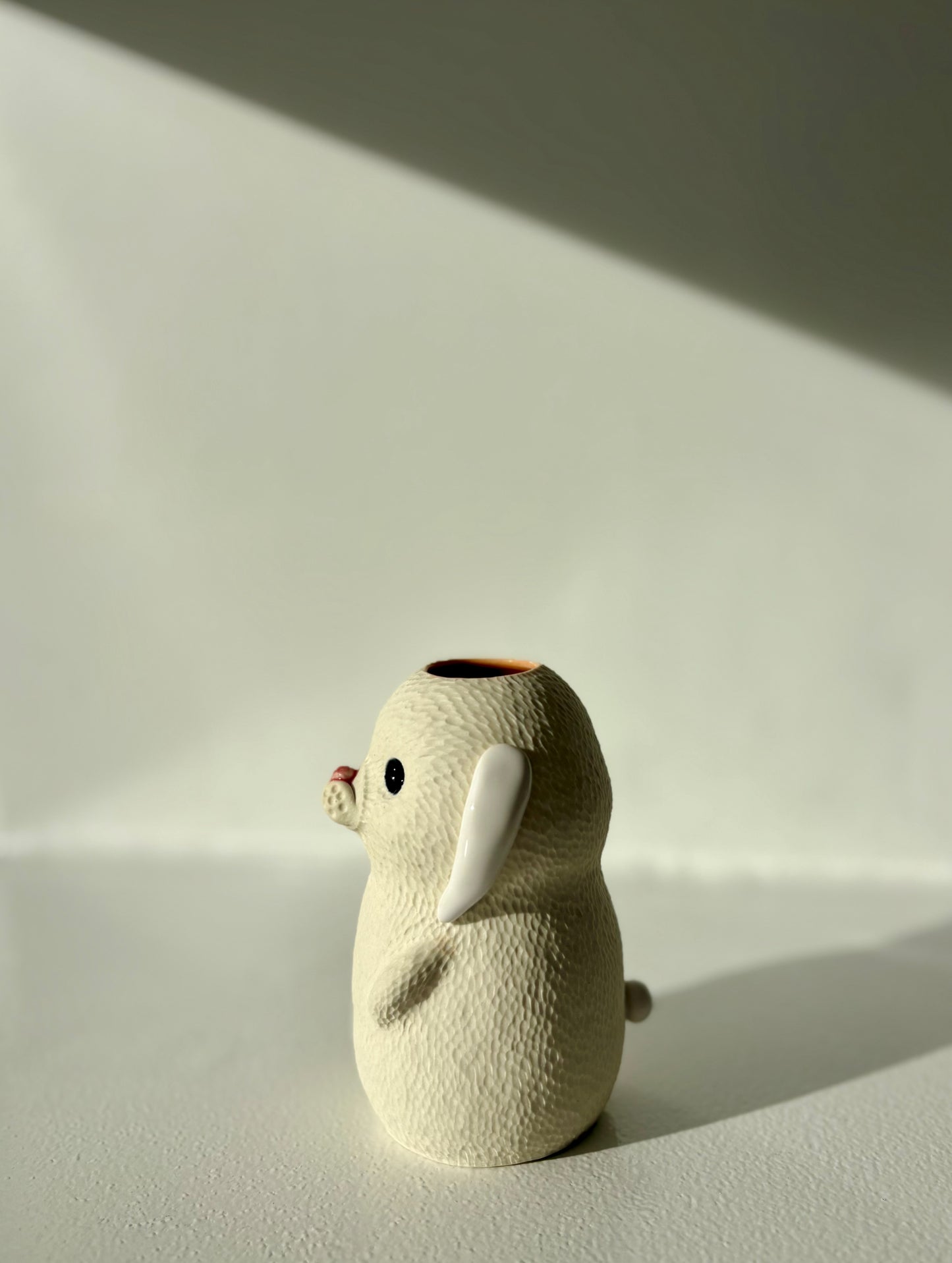 Bear Pawttery White Rabbit Vase