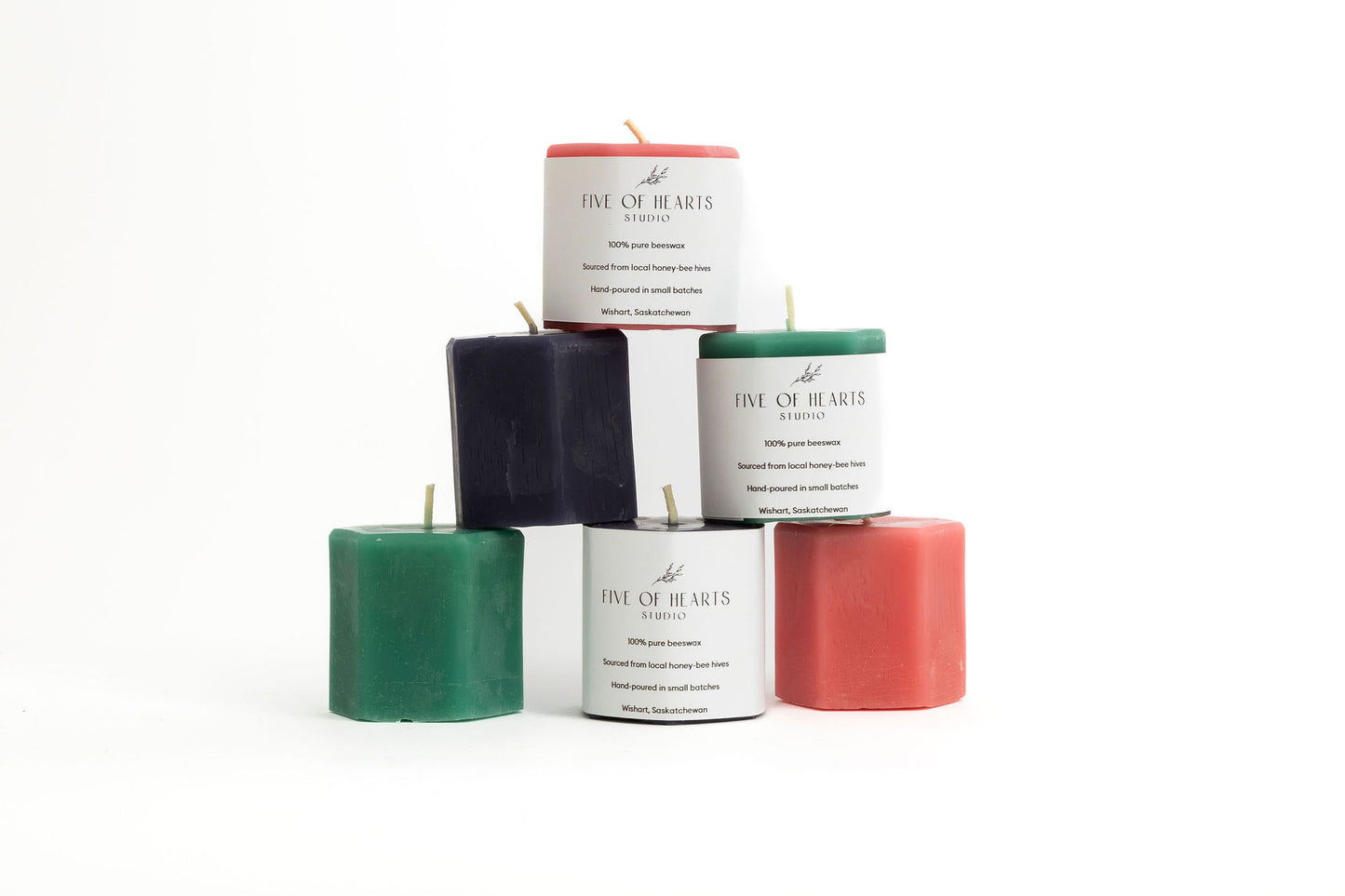 Five of Hearts Hexagon Votive Candle