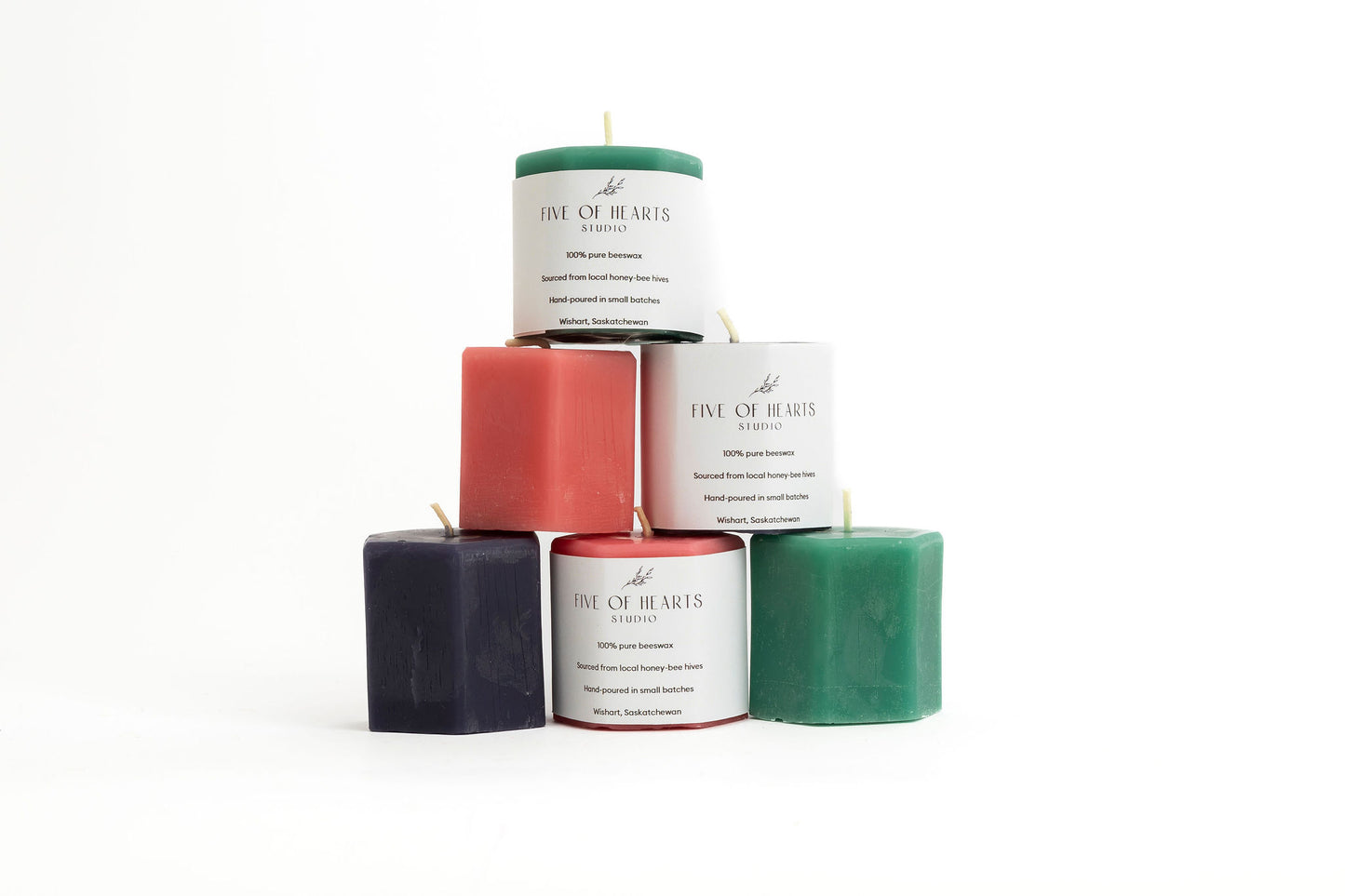 Five of Hearts Hexagon Votive Candle
