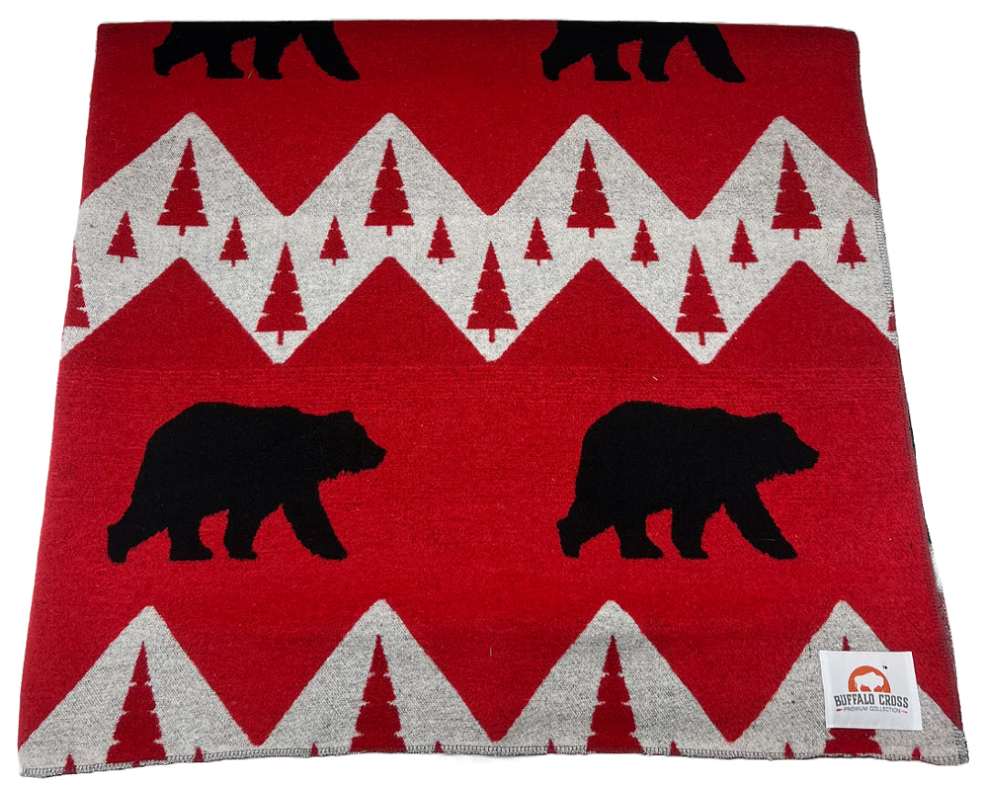 Buffalo Cross Red Bear Throw