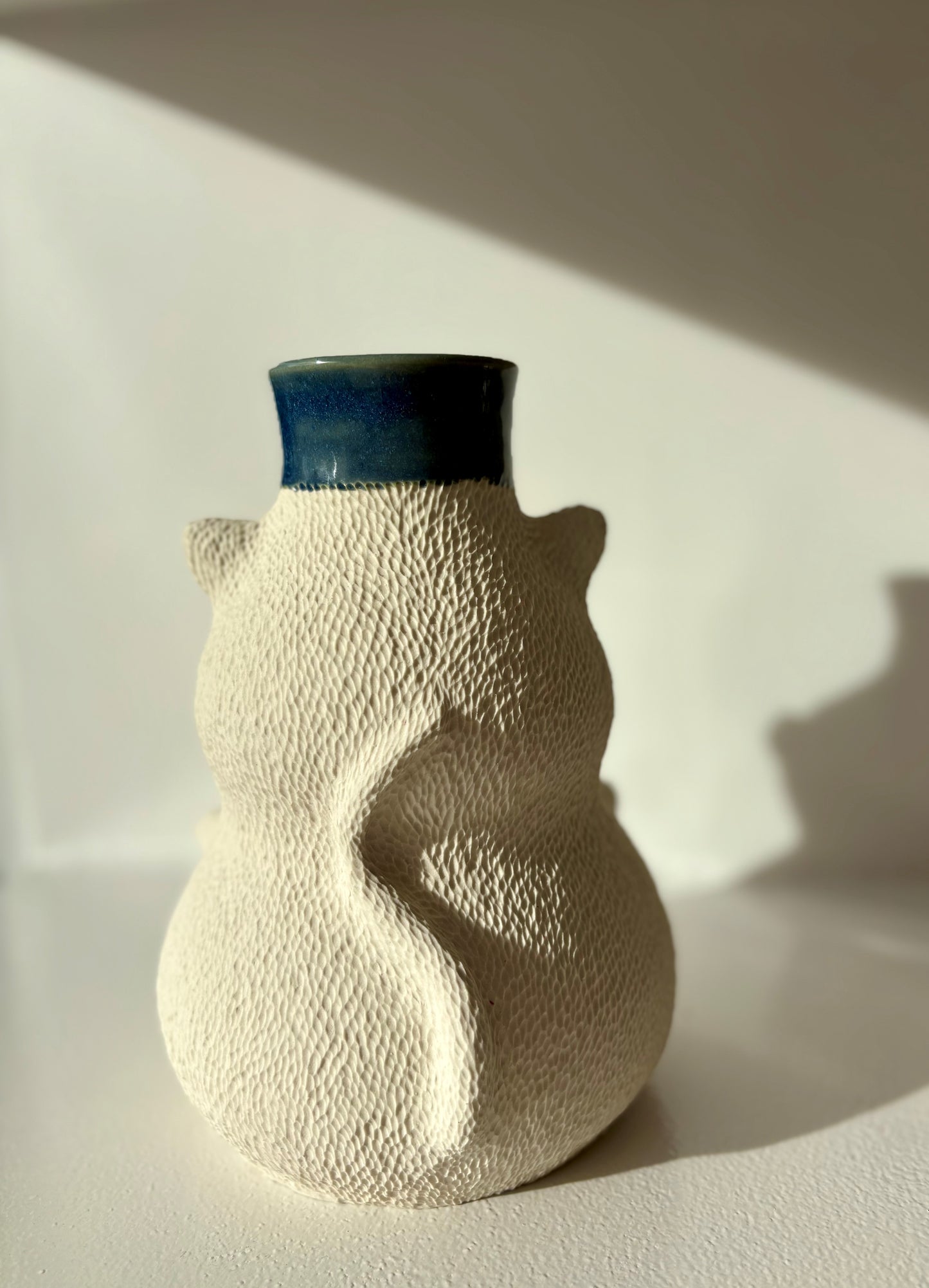 Bear Pawttery Big Cat Vase Blue