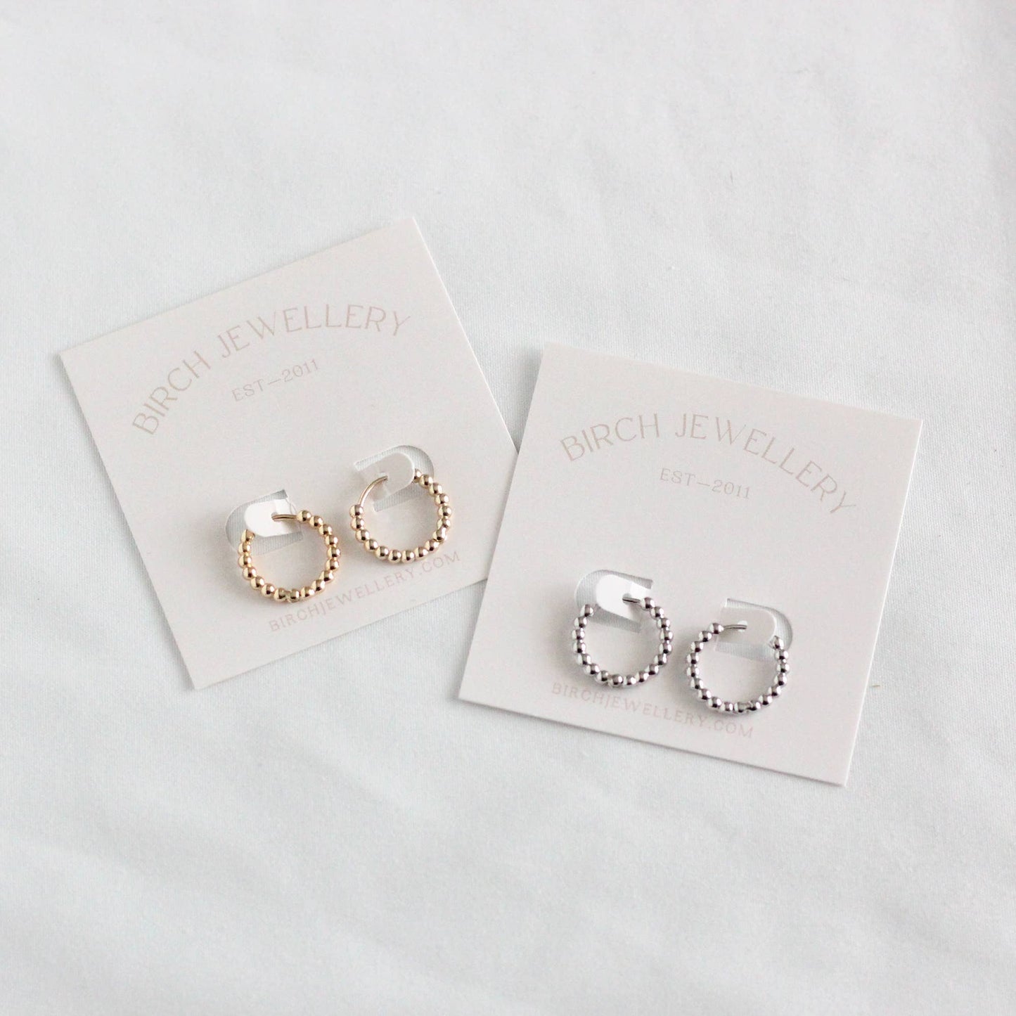Beaded Huggie Hoops: Gold