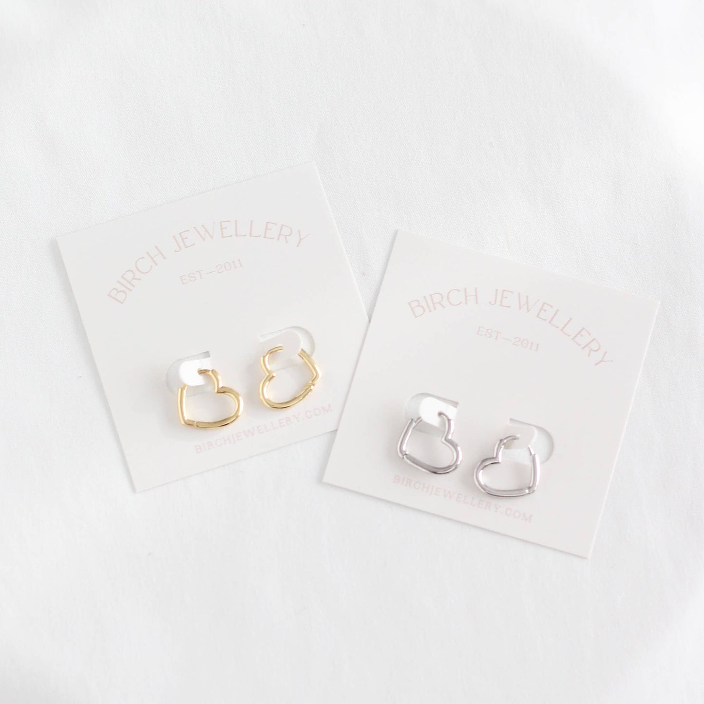 Heart Huggie Hoops: Silver