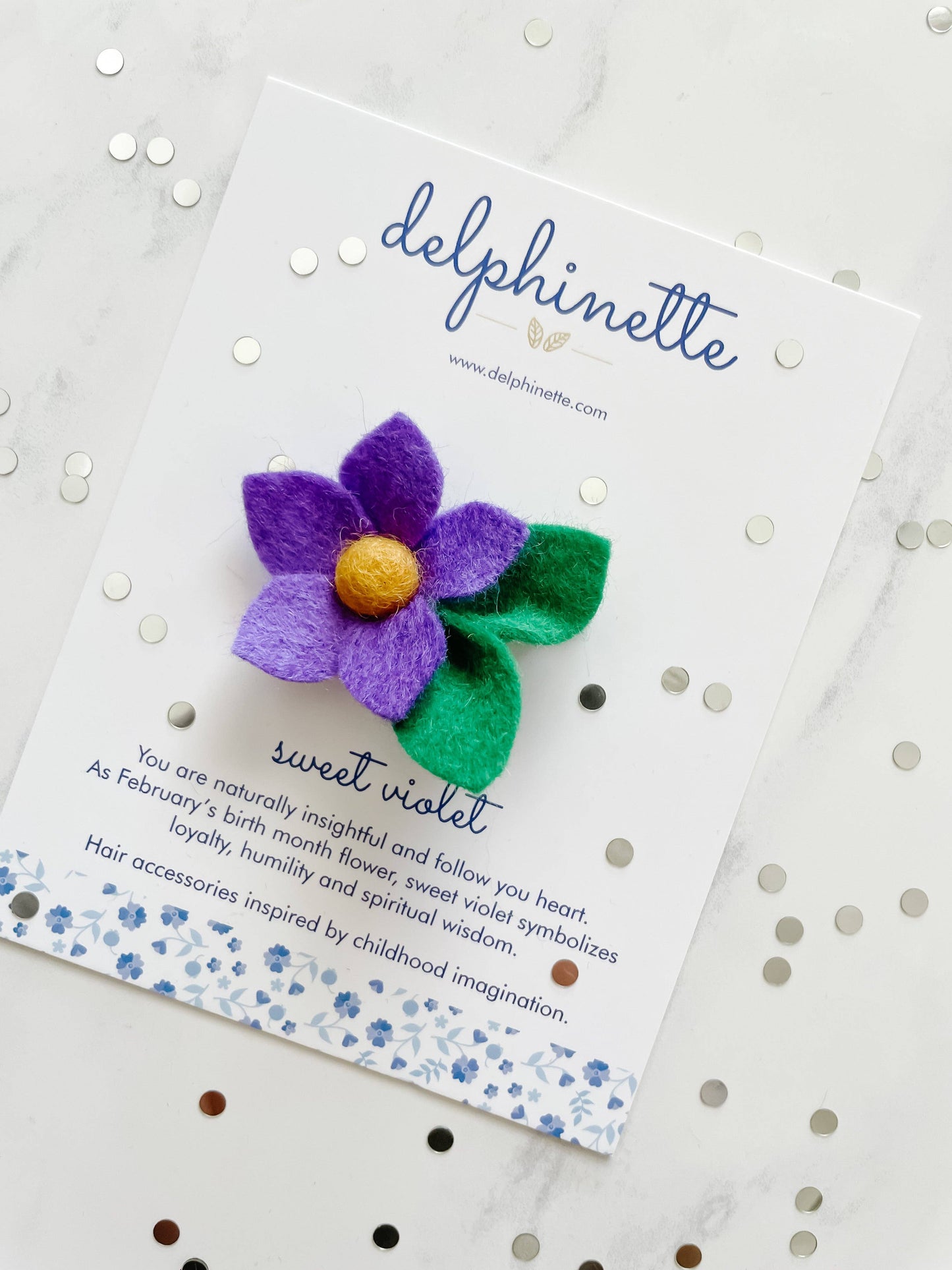Purple Sweet Violet Hair Clip - February Birth Month Flower