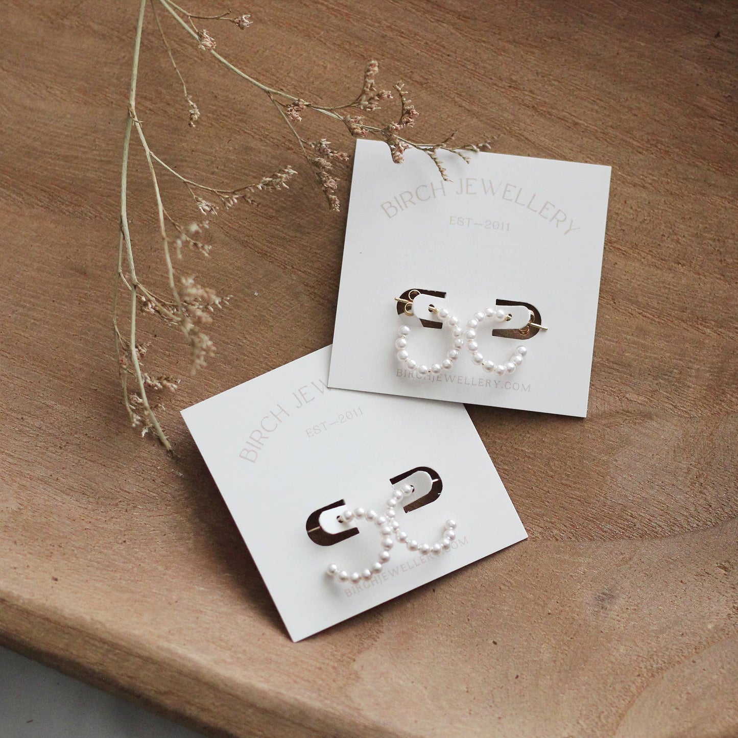 Beaded Pearl Hoop Earrings: Yellow Gold