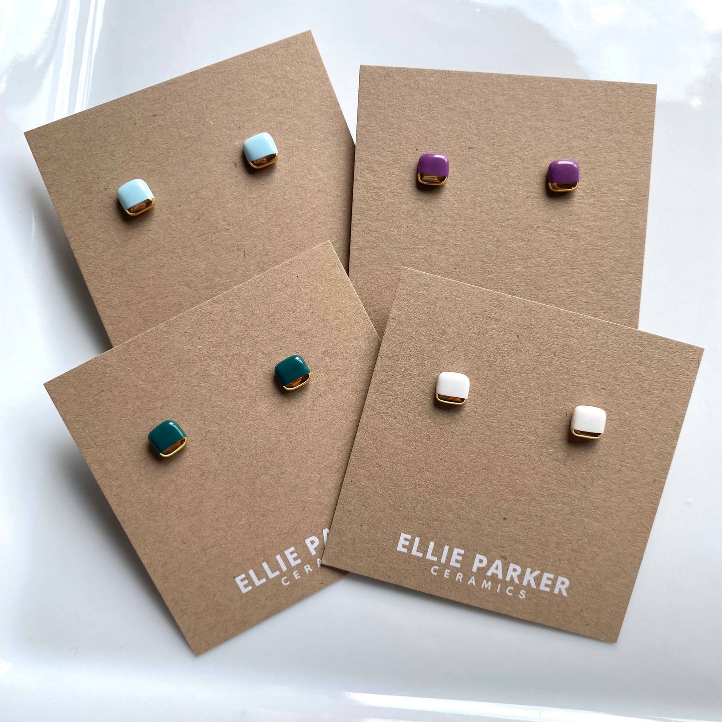 Square Black Geometric Ceramic Earrings