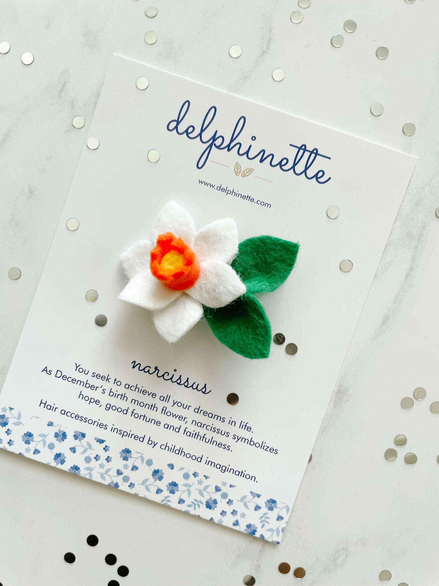 Narcissus Hair Tie l December Birth Month Flower Gift
