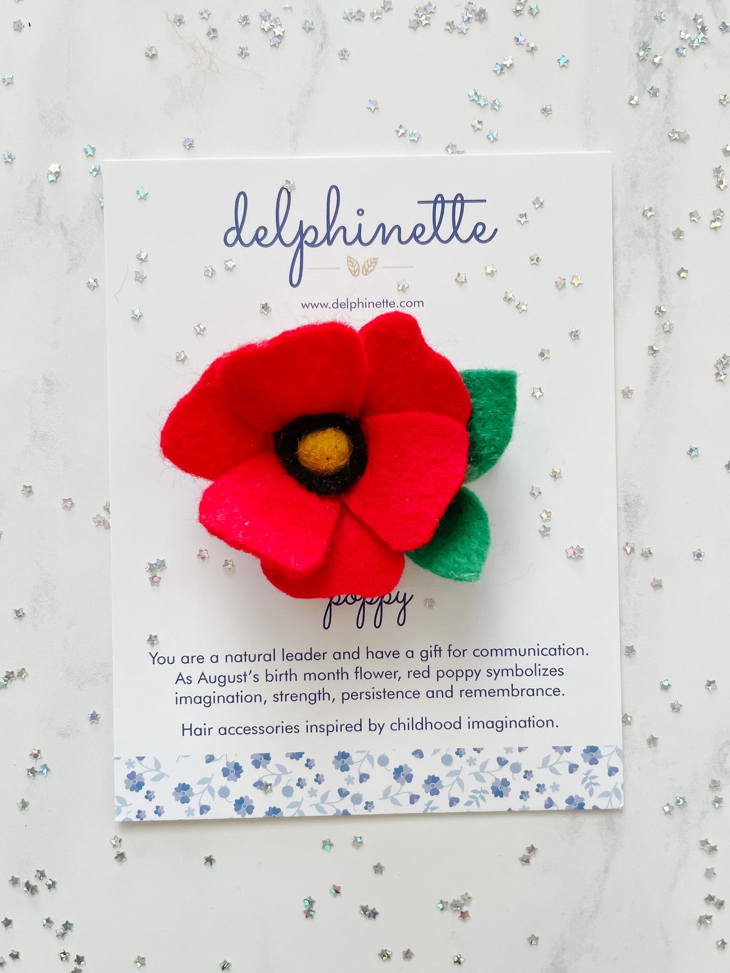 Red Poppy Hair Clip - August Birth Month Flower Gift
